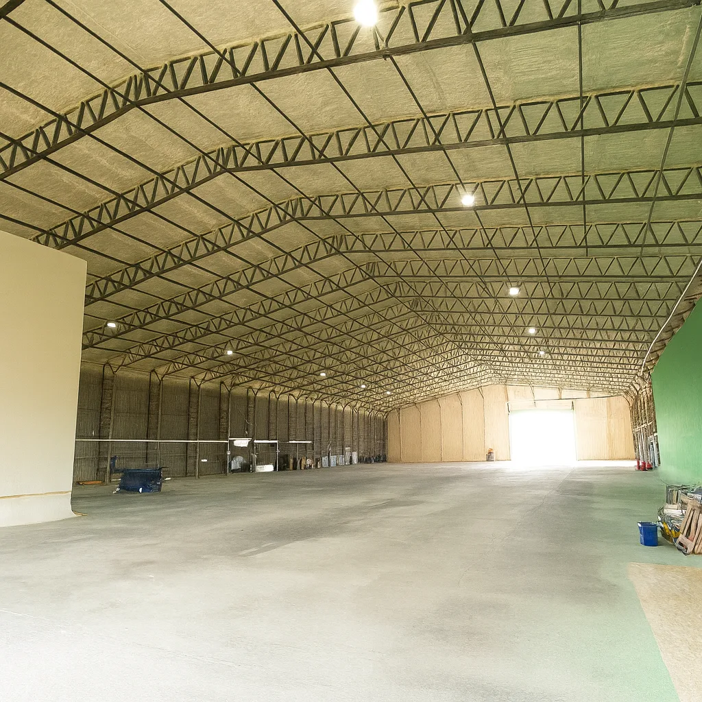 The completed roof insulation at Black Hangar Studios, Alton.