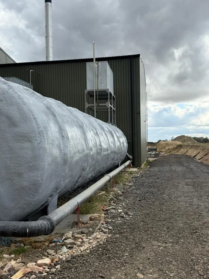 Spray foam insulation applied to tanks and vessels — real Duratite Group project